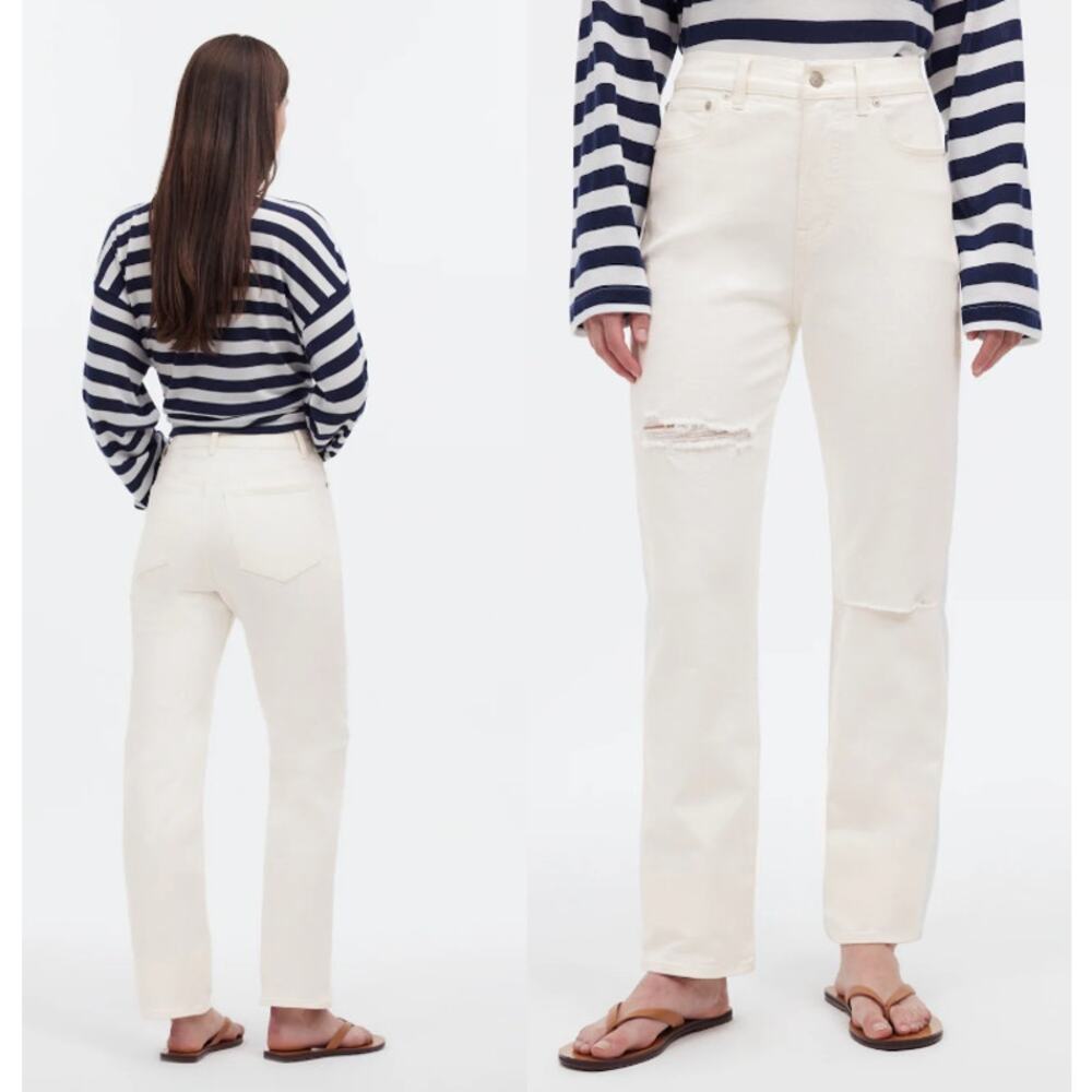 Madewell | The '90s Straight Jean | Tile White | Sz 29 | Distressed High Rise